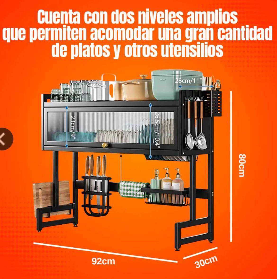 Platera Premium de Doble Nivel con Vitrina – Orden Inteligente y Estilo Moderno
