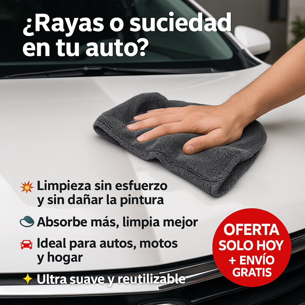 🧽 AutoDry Pro™ – Toalla de Microfibra para Secado de Autos (30x40 cm)