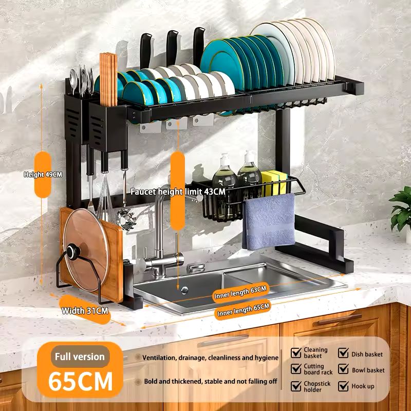 DryRack Pro: Escurridor de Platos de 2 Niveles con Drenaje Inteligente