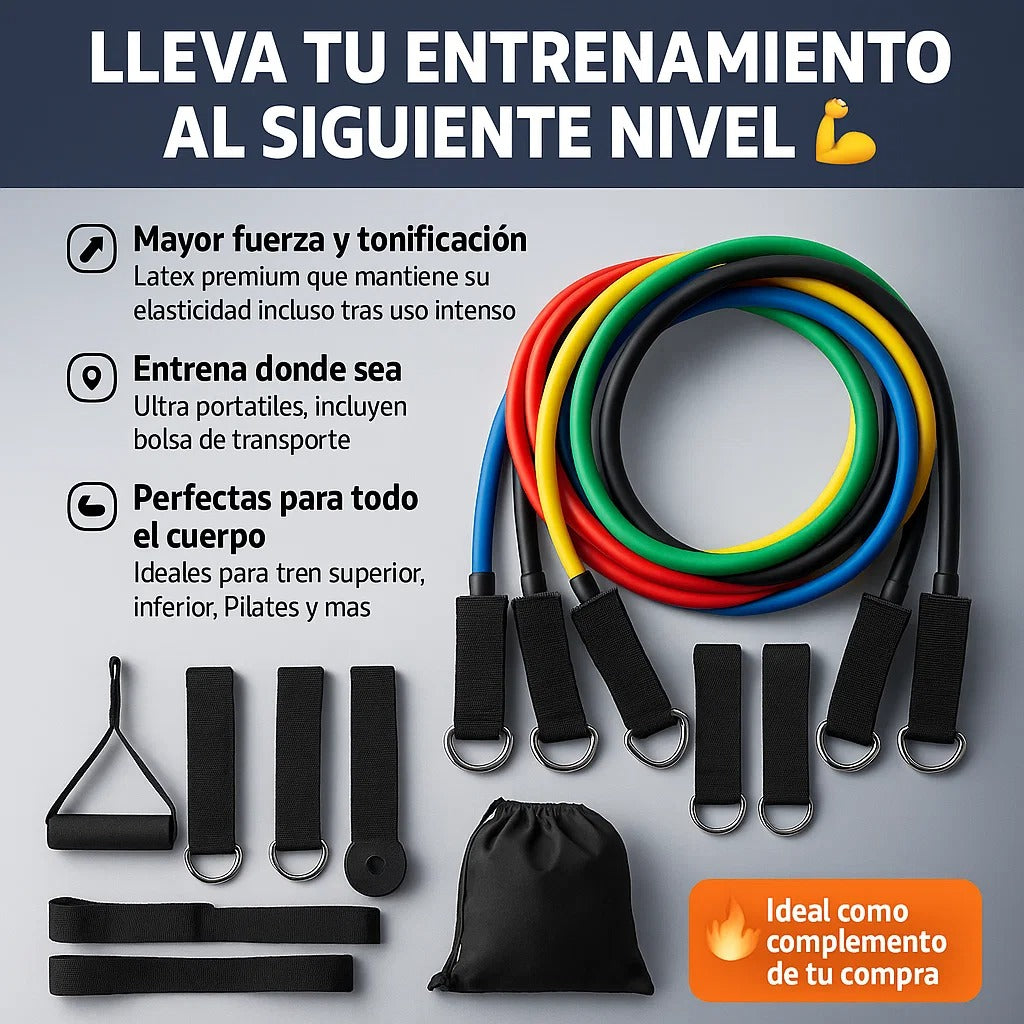 Bandas Elásticas de Resistencia + Accesorios GRATIS 🎁