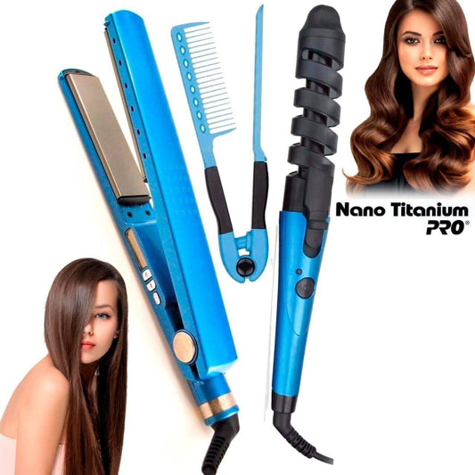 BaByliss Pro™ | COMBO Plancha Alisadora - Rizadora de Espiral - Peine de Alisado