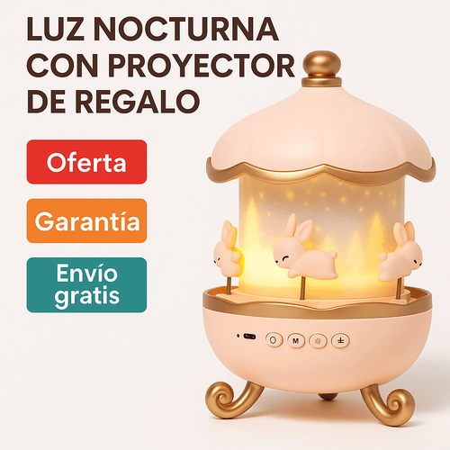 Lámpara Musical 3 en 1 – Proyector Estelar con Luz Nocturna y Parlante Integrado