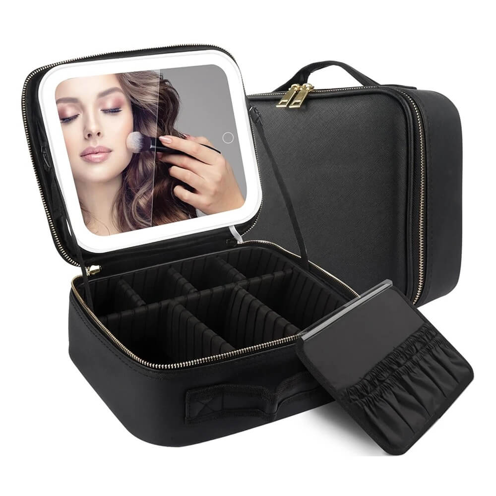 Cosmetiquera Profesional con Luz LED 3 Tonos - Compartimentos ajustables