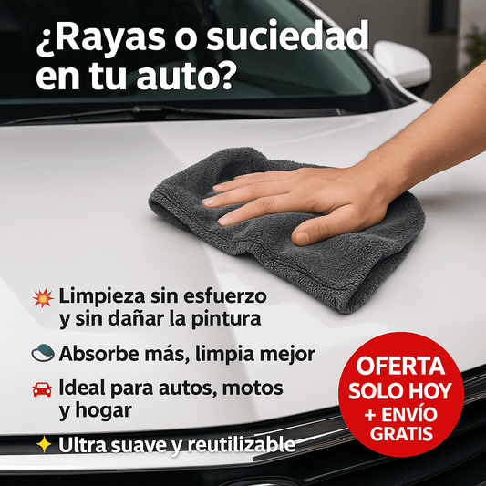 🧽 AutoDry Pro™ – Toalla de Microfibra para Secado de Autos (30x40 cm)
