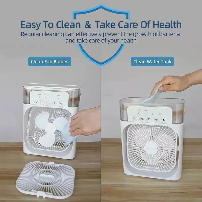 CoolBreeze 3 en 1: Ventilador, Aire Acondicionado y Humidificador Portátil