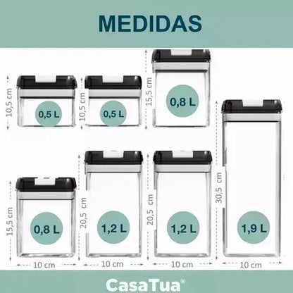 OrgaBox™ | Set de 7 Contenedores Herméticos Acrílicos Premium
