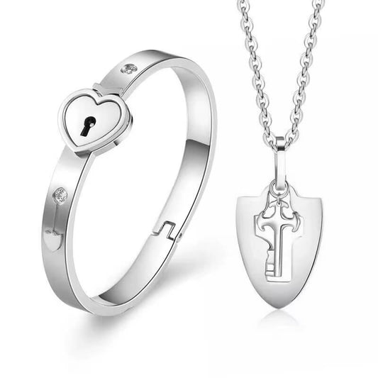"Llaves de Nuestro Amor" | Pulsera y Collar para Parejas Acero Inoxidable