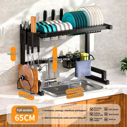 DryRack Pro: Escurridor de Platos de 2 Niveles con Drenaje Inteligente