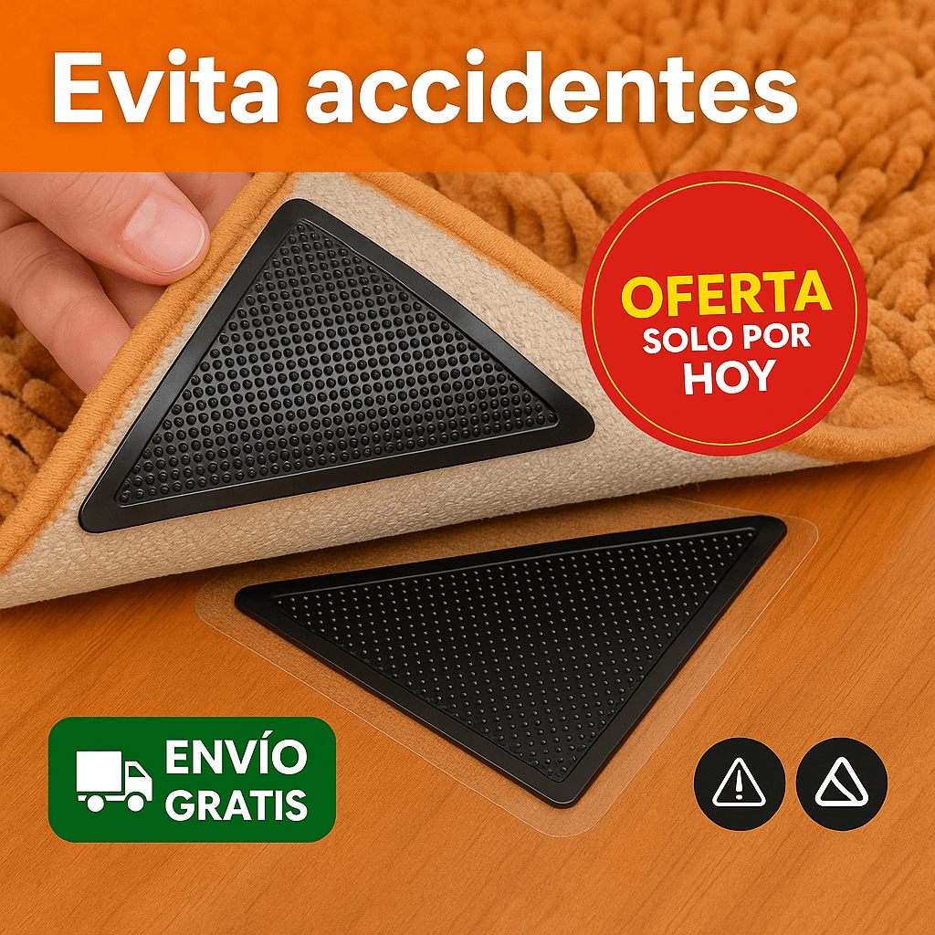Set x8 Almohadillas Antideslizantes Reutilizables para Alfombras (15x11 cm)