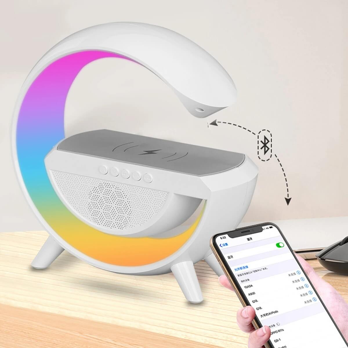Lámpara Led 3 en 1 - Parlante Bluetooth - Cargador Inalámbrico