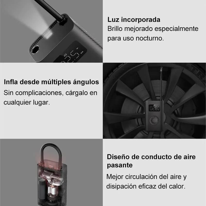Inflador de neumáticos inalambrico de alta calidad | Batería portátil para dispositivos | Manómetro digital LCD