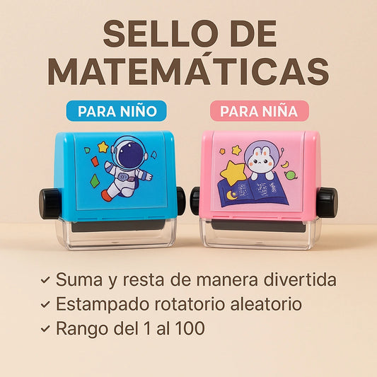 Mat™ – 2x1 Sello de Matemáticas (Sumas y Restas) Tinta y Caja Incluida