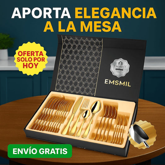 Set de Cubiertos GoldLux™ – Elegancia y Funcionalidad en 24 Piezas