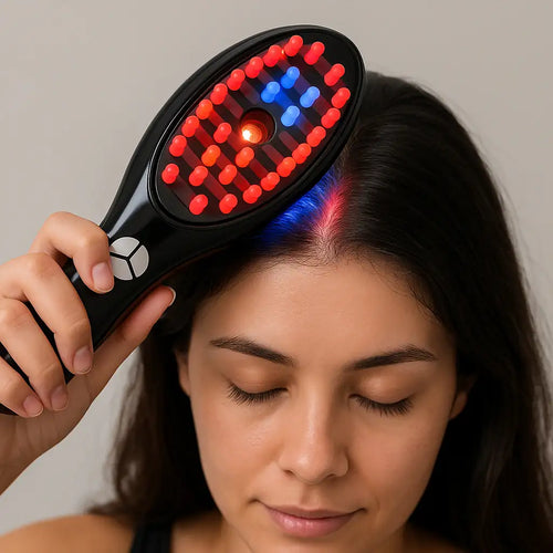 ScalpGlow™ – Cepillo Masajeador Capilar con Fototerapia y Vibración