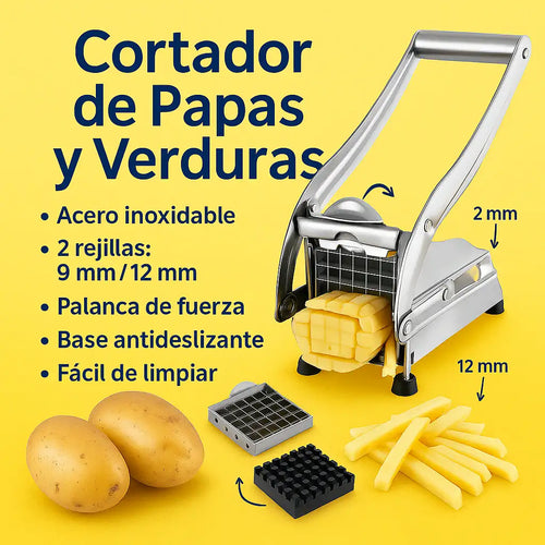 Cortador de Papas y Verduras — Rápido, seguro y uniforme