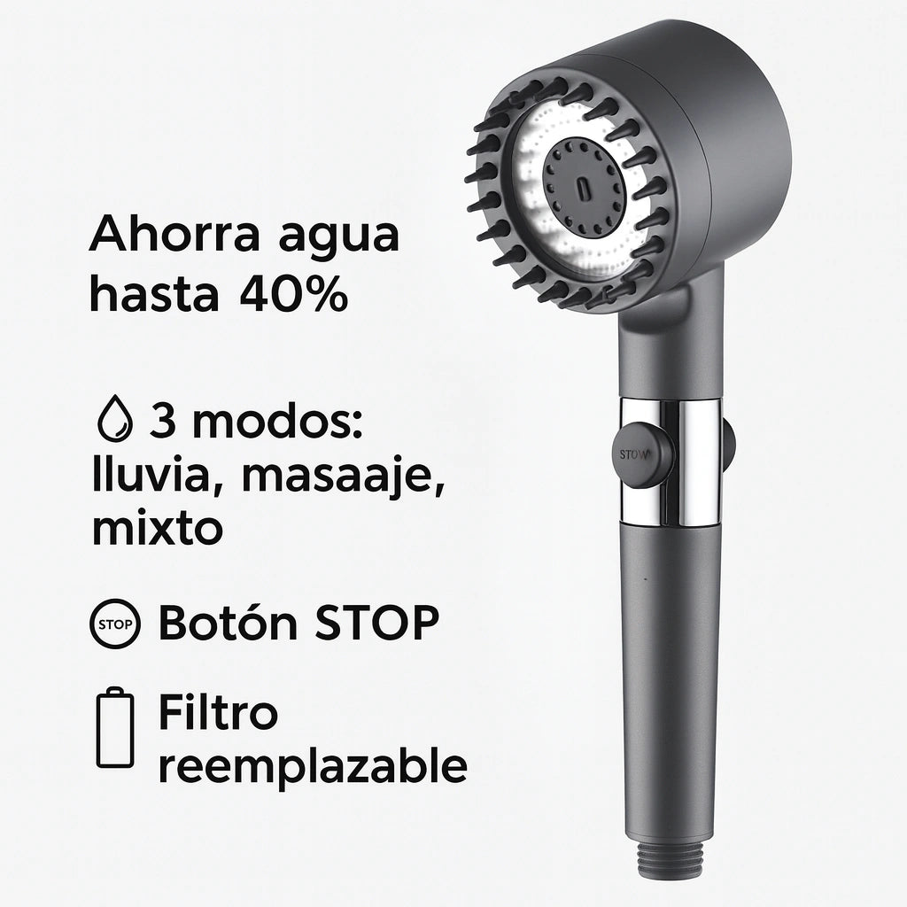 HidroDeluxe™ | Cabezal Ducha Premium de 3 Modos