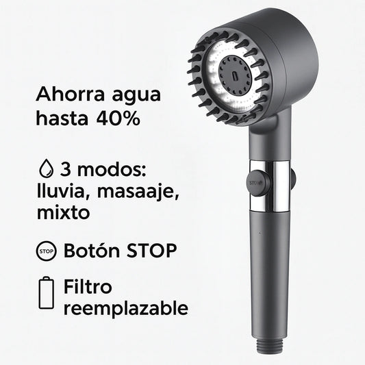 HidroDeluxe™ | Cabezal Ducha Premium de 3 Modos