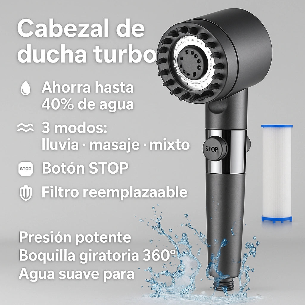 HidroDeluxe™ | Cabezal Ducha Premium de 3 Modos