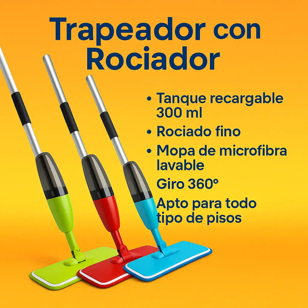 Trapeador con Rociador — Limpieza rápida y sin baldes