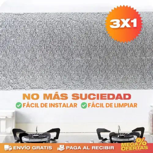 🎁 PROMO 3X1 | PAPEL ALUMINIO ADHESIVO DE COCINA 40cm x 3 m 🎁