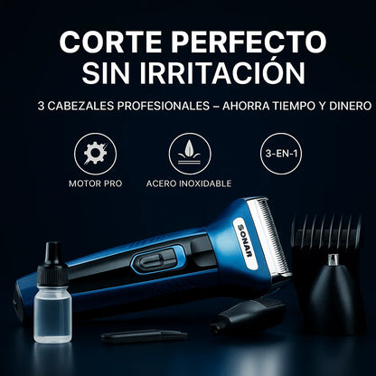 Afeitadora Sonar 3 en 1 Recargable — Corte Perfecto, Sin Irritación