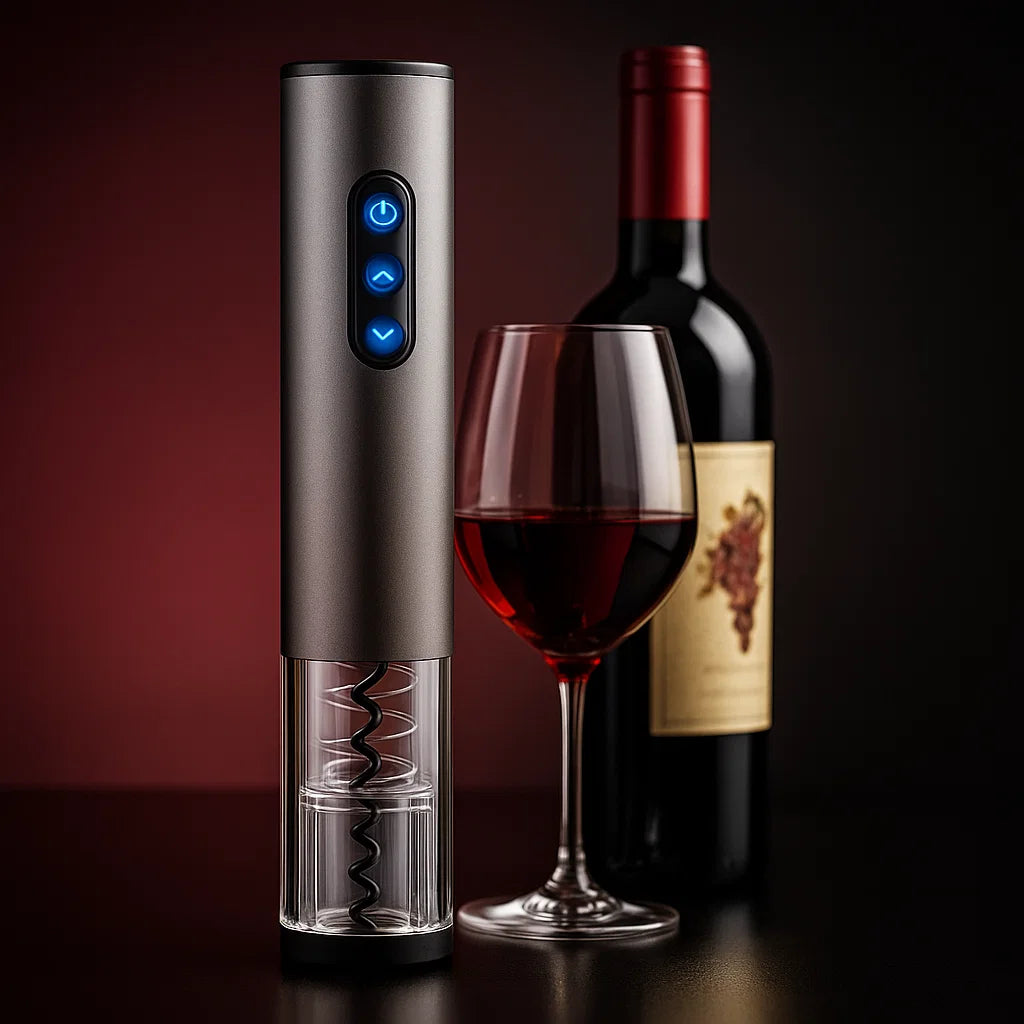 Abridor de Vino Eléctrico Premium — El kit ideal para abrir, servir y conservar tus vinos