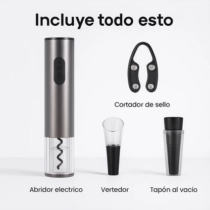 Abridor de Vino Eléctrico Premium — El kit ideal para abrir, servir y conservar tus vinos