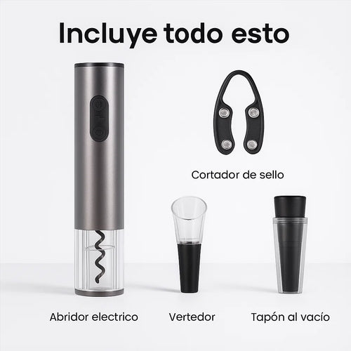Abridor de Vino Eléctrico Premium — El kit ideal para abrir, servir y conservar tus vinos