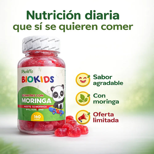 Biokids™ Gomitas con Moringa – Nutricion diaria para niños, fácil, rica y sin peleas
