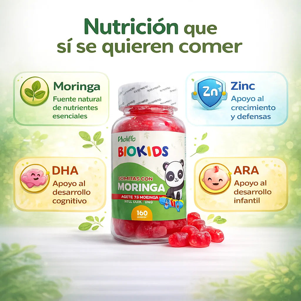 Biokids™ Gomitas con Moringa – Nutricion diaria para niños, fácil, rica y sin peleas